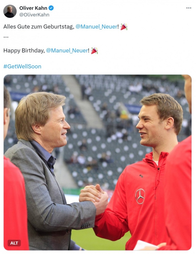  兩位門神！諾伊爾迎來39歲生日，卡恩社媒曬合照送上祝福