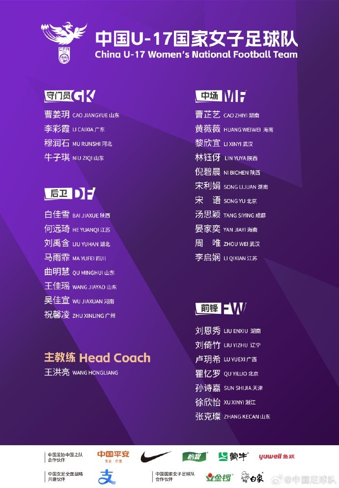  U17女足30人將在蘇州集訓備戰(zhàn)世界杯，姜寧、朱挺擔任訓練員